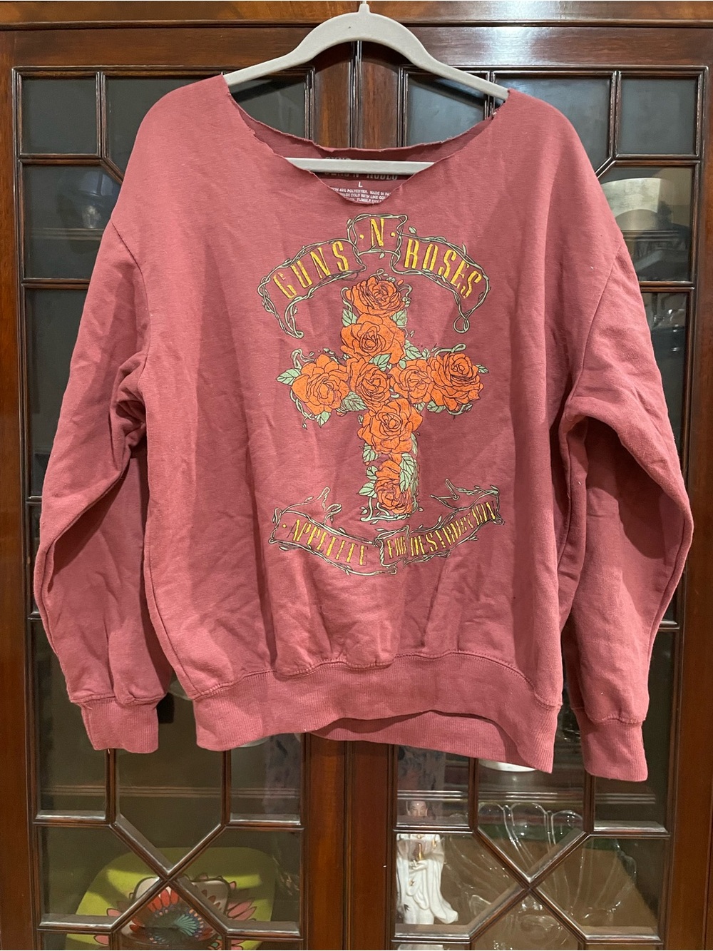 Guns N' Roses Appetite for Destruction Maroon Graphic Crew Sweatshirt Large